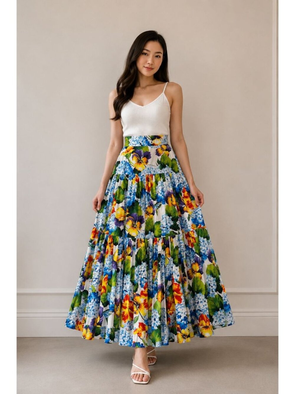 NWT $1999 Dolce & Gabbana Floral High Waist Maxi Skirt Multicolor Size 2